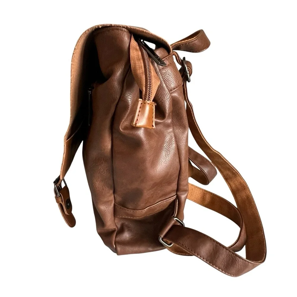 LXY Vegan Leather Backpack Vintage Style Bookbag Unisex